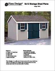 8′ x 12′ Gable Storage Shed Project Plans -Design #10812