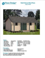 16′ x 24′ Guest House / Garden Storage Shed with Porch Plans – Design #P81624