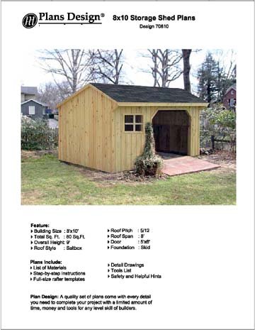 8′ X 10′ Firewood Storage Shed Project Plans -Design #70810